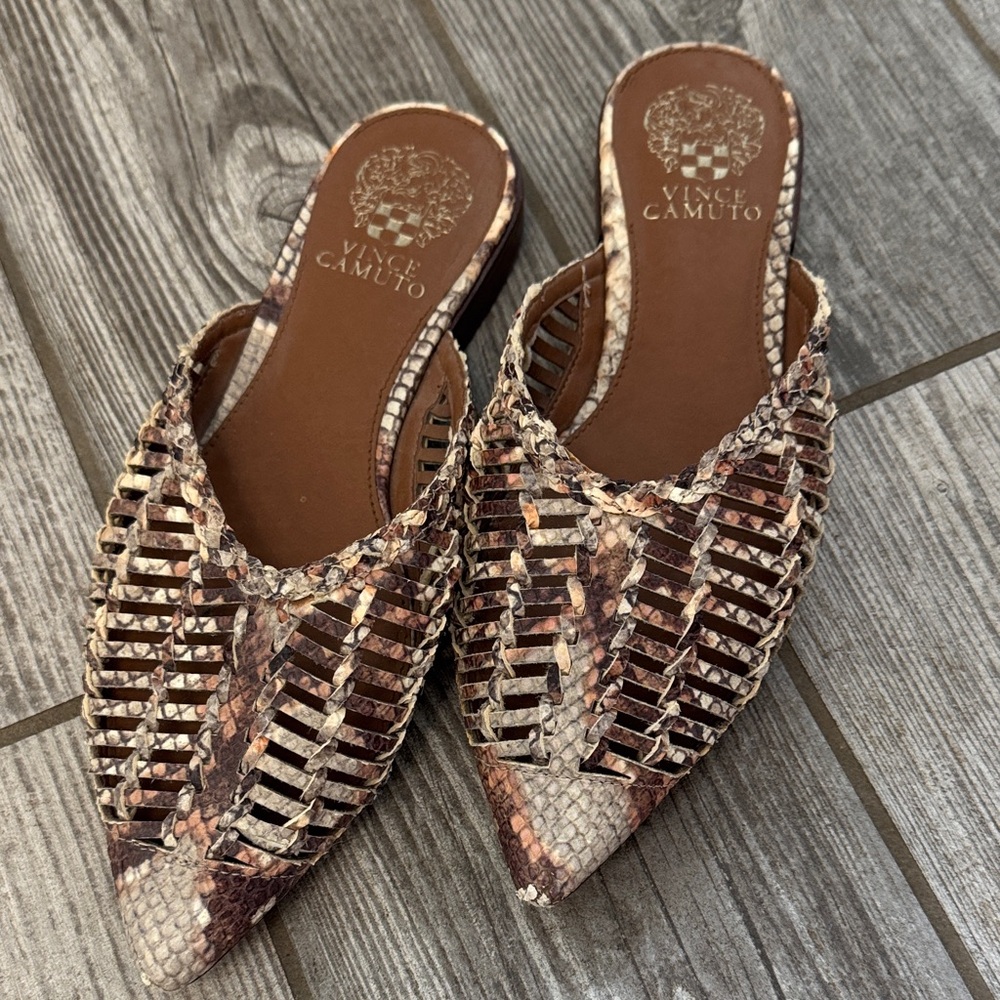 Vince Camuto Snakeskin Patterned Mules